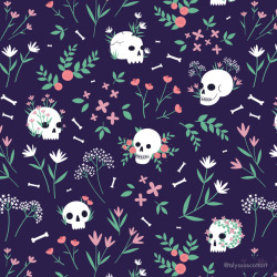 alyssascottart: Some of my new skull floral patterns