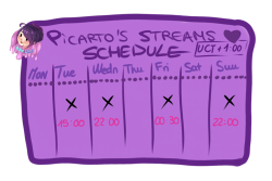 Picarto streams schedule :3I don’t stream every day but i’m