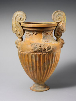 the-met-art: Terracotta volute-krater (container for mixing wine