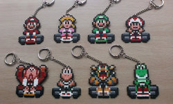 retrogamingblog:  Mario Kart Perler Bead Keychains made by  PixelBeadPictures