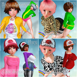 Haru models a sporty selection of tops and bottoms etc. and Haru