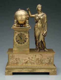 freystupid:  French clock with zodiac globe from the early 19th