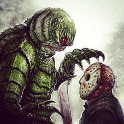 welcome2creepshow:Creature from the Black Lagoon vs Jason Voorhees