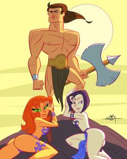 grimphantom2:   ninsegado91:  joeldesouzaart: Commission - Conan ft. Starfire and Raven. What do you guys think? Let me know in the comments 