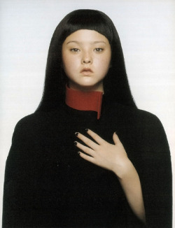 supermodelgif:  Devon Aoki photographed in Hussein Chalayan by