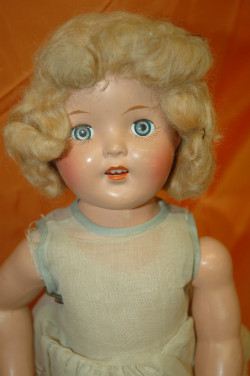 hazedolly: Cute vintage composition doll with blonde Shirley