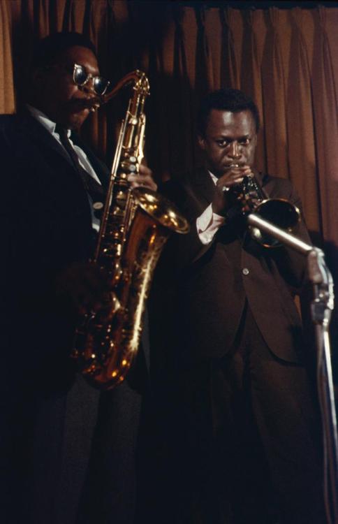 jazzrockmusician:  Miles and John Coltrane - 1958