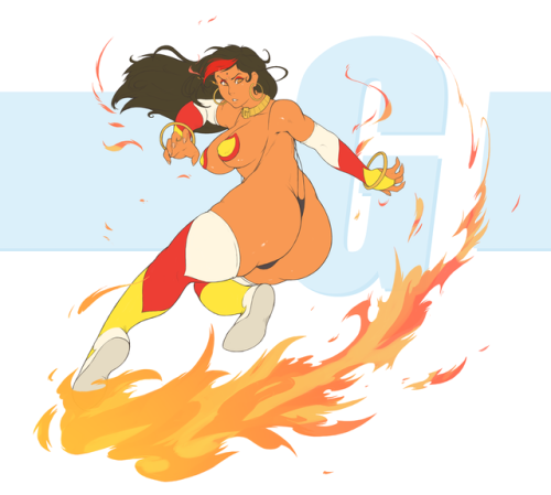red-valentine:Commission for @carmessi! I always loved Gala’s fighting attire so I thought I’d jump at the opportunity to draw this big-bootied-babe flinging some flames <3 Yayyy, thank youuuu =D! you did a wonderful work with her and those flames