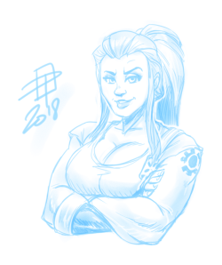 callmepo: Tiny digital sketch of Brigitte from Overwatch.  She