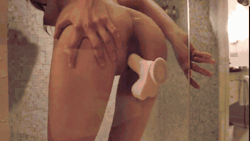 nakedbustyselfie:  girl riding suction dildo in shower mastruabtion