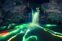 archiemcphee:  The awesome neon waterfalls are part of an ongoing