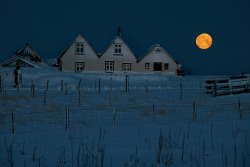 Moon over Arbaejarsafn, Iceland by fredschalk on Flickr