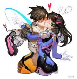 hentai0verload:  Tracer smoochin D.va by sohn woohyoung    