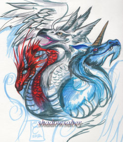 dailydragons:  Red White and Blue Dragon by ShadowSaber (DeviantArt)