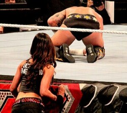 AJ again with a perfect view of Punk! She might be thinking of