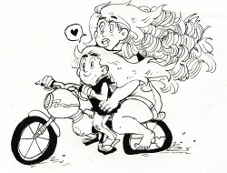 opalisagoddess:  slicingfruit:  Lovebirds on a motorbike! :3