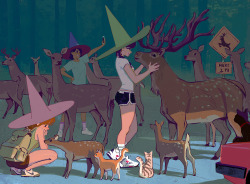 woonyoung:Witches drove deep into the woods and met the deer.