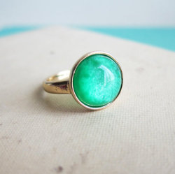 Green Ring Gold Plated Modern Jewelry The Great by Jewelsalem