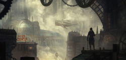 steam-fantasy:  Steam whales, drifting through the city. Illustration