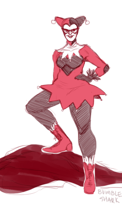 bumbleshark:harley quinn redesign sketch over a blob of dead