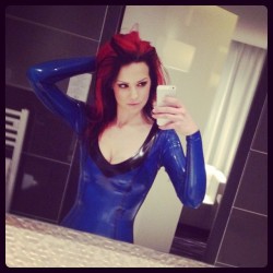 starfucked:  #love #my #transparent #blue #latexdress #from #maebellelatex