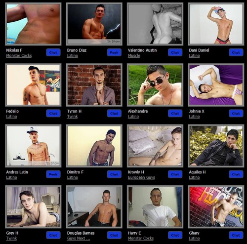 CHeck out the screen shot of some of the hot gay webcam models live online right now atÂ http://www.gay-cams-live-webcams.com/Â Create an account today and watch your favorite gay boy webcam model don’t forget first 120 CREDITS FREE :) Also now