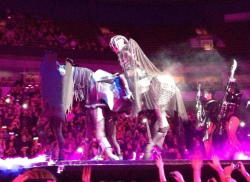 gaga-central:  First picture of Gaga performing at the BTWB 2.0