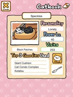 crybabydyke:  Speckles’ personality is “lonely”, so I like
