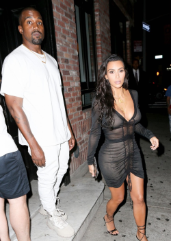 daiilycelebs:    8/28/16 - Kim Kardashian + Kanye West leaving