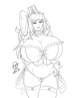 pinupsushi: Sexy lineart commission for rudeboy308 of blushing