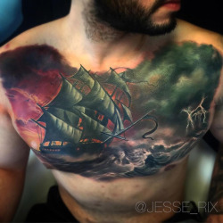 tattooideas123:  Sailing Ship in a Stormhttp://tattooideas247.com/stormy-seas/