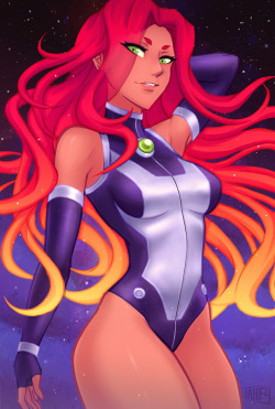 iahfy: starfire pinup for patreon! ✨   🌟   ✨   variation