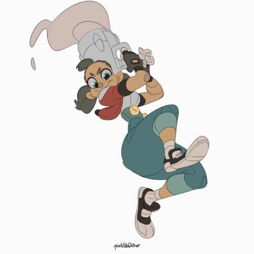 gildas-le-roch:  puddlefisher:  Blaster Kids!  That’s the kind of roundness and awesome dynamic drawing that I love… and being jealous of ! :P   the girl has a big booty… O_O