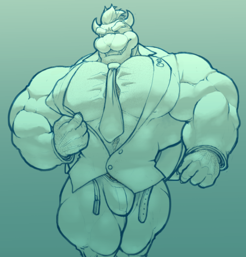 ripped-saurian:trying some highlighting on chesty bowser <3
