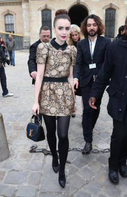 realmofthesenses:  Lily Collins @ Louis Vuitton F/W 2013 