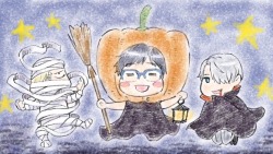 fencer-x:  Yuuri, Victor, and Yurio’s Halloween costumes from