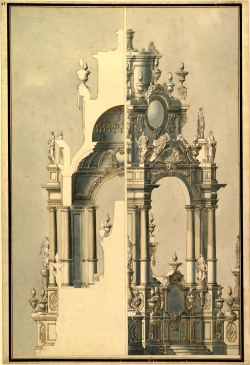 archimaps:  Elevation and section for a catafalque for the Dauphin