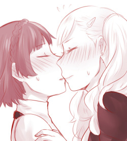 nyankocatnyan:Awkward first kiss ft annmako