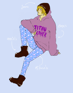 falloutgirlongirl:  armin wearing the clothes of the friends