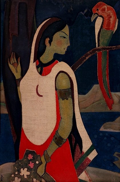 nicholasroerich:  Language of bird, 1920, Nicholas Roerich https://www.wikiart.org/en/nicholas-roerich/language-of-bird-1920