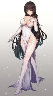 roy (pixiv12676578) areola breast hold dress erect nipples heels