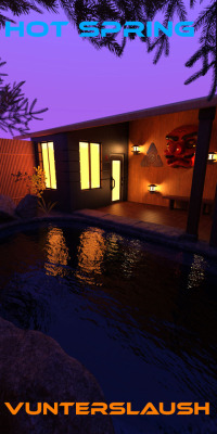 A scene of oriental style Hot Spring. Iray only. Dive into paradise