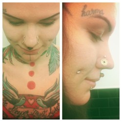 modifyyourown:  All blinged out and #fahncee After a shopping spree #neometel #tawapa #stretchednostrils #irisbodypiercing #prettybitches @shannakeyes 