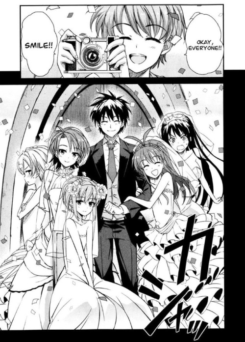 moe-is-life:  This is how you do a harem ending  OH YM FUCK IN GOD