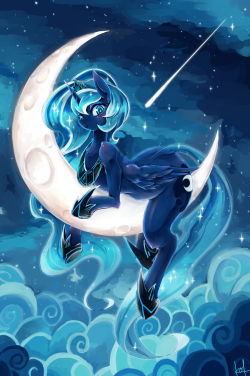 Moon is descending because it is morning, not because Luna is