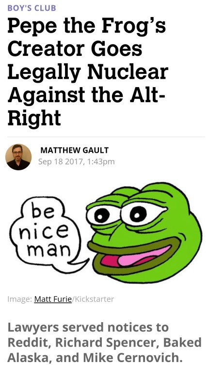 Pepe the Frog’s Creator Goes Legally Nuclear Against the Alt-Right - Motherboard