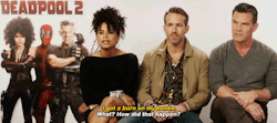 gifdeadpool:  Deadpool 2 Cast on whether there were injuries