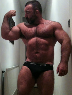 wrestlerswrestlingphotos:  huge hairy thighs bigarms flexing