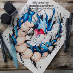 retrogamingblog:  Gyarados Artwork by Theartofacat