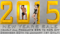 2015 NEW YEARS SALE!!! Nearly All Products 25% to 40% off!! December 30th till Jan 1st only DON&rsquo;T MISS THIS SALE!http://www.renderotica.com/store/sales/promo/163